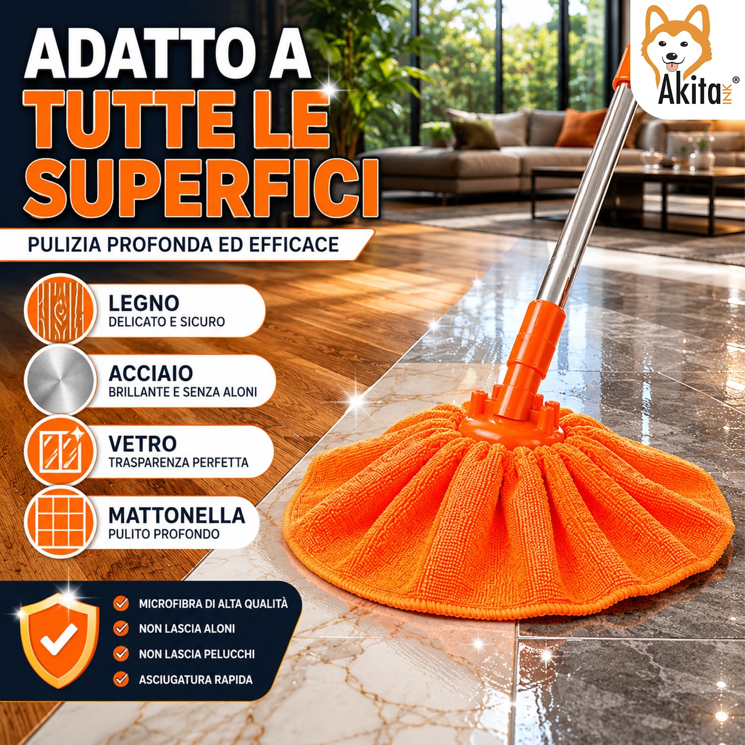 Akitaink Mop Gonnellina 150 g Set 3 Pezzi Colorati