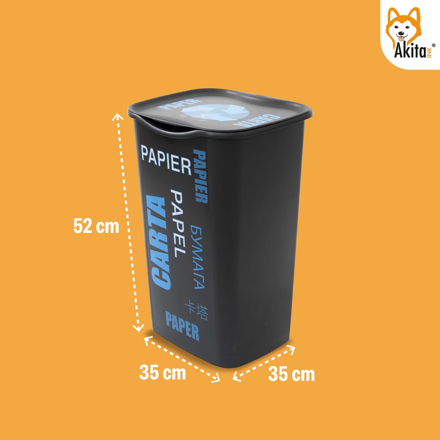 Akitaink Pattumiere differenziata 50 litri 4 pezzi con coperchio