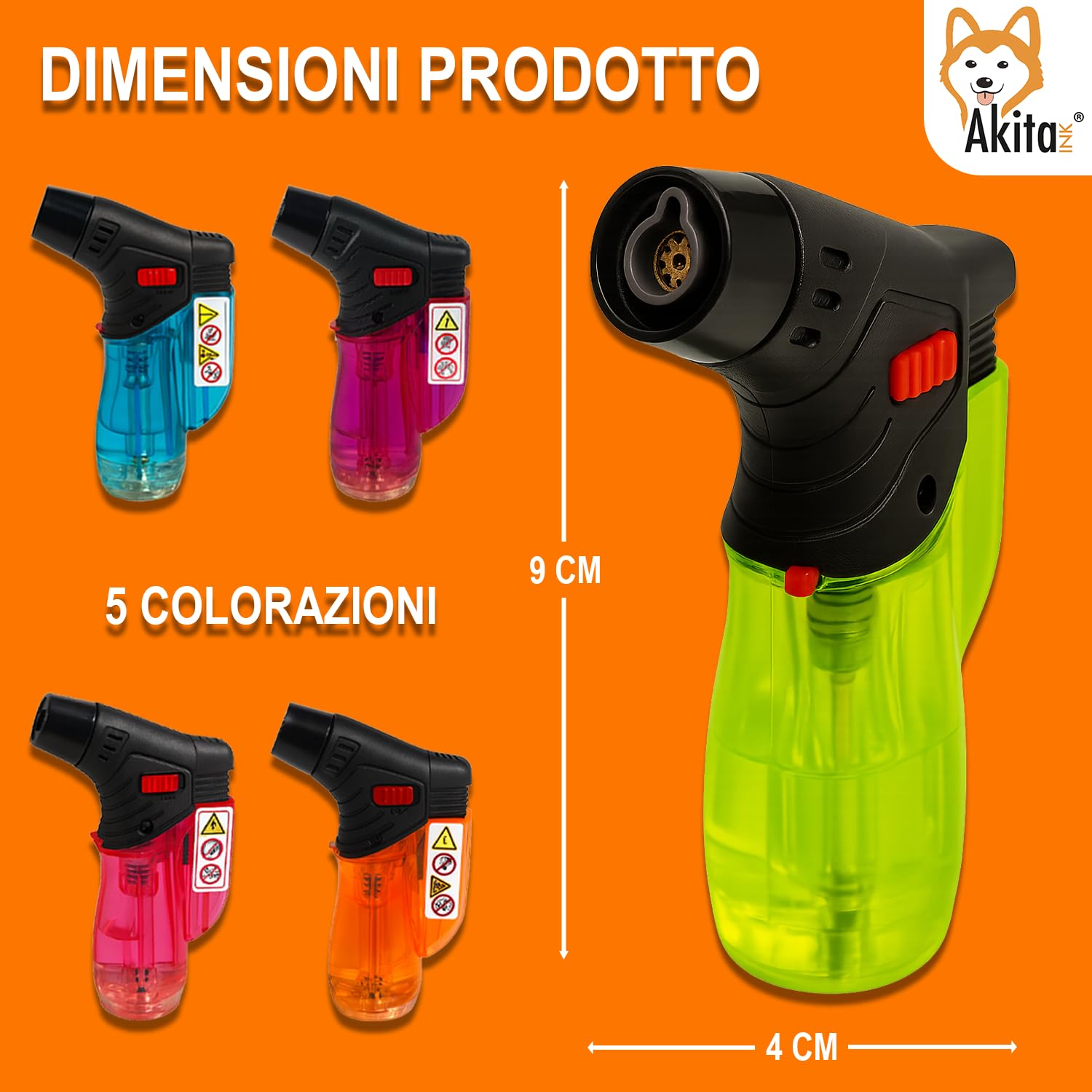 Akitaink Accendigas Antivento Ricaricabili Set 5 Pz
