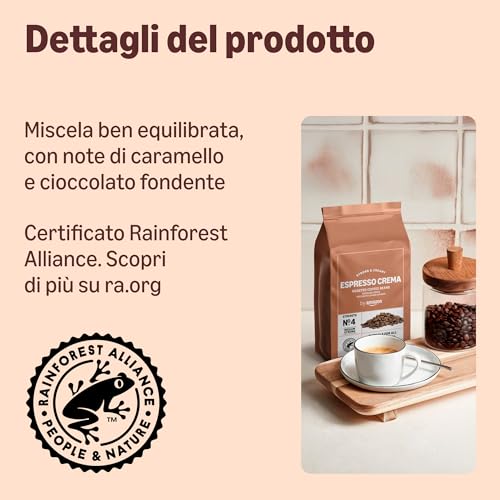 by Amazon Espresso Crema caffè in grani 2x500g tostatura chiara