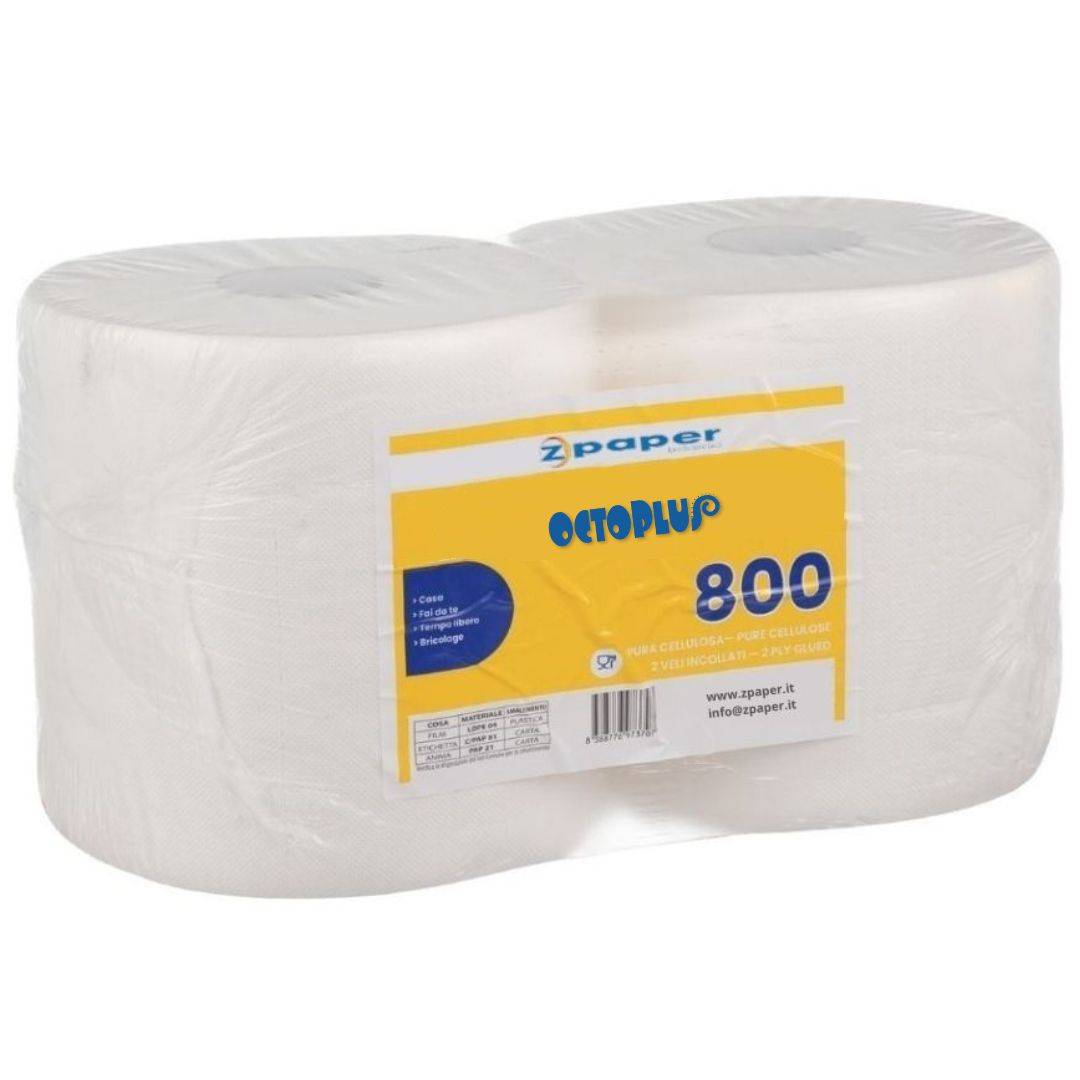 Zpaper R800 bobina asciugatutto pura cellulosa 2 rotoli