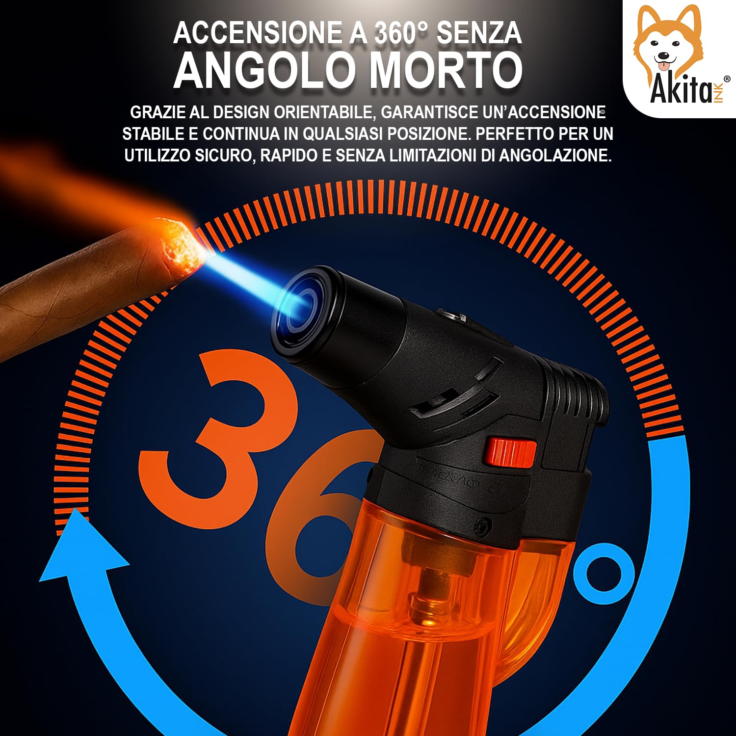 Akitaink Accendigas Antivento Ricaricabili Set 5 Pz