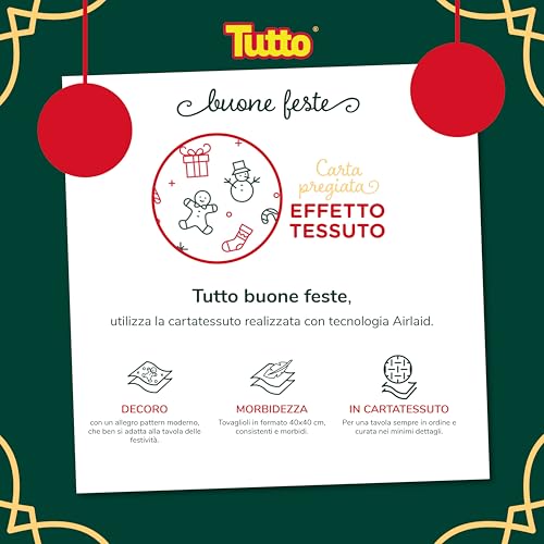 Tutto Buone Feste tovaglioli Airlaid 40x40 12x20 Natale