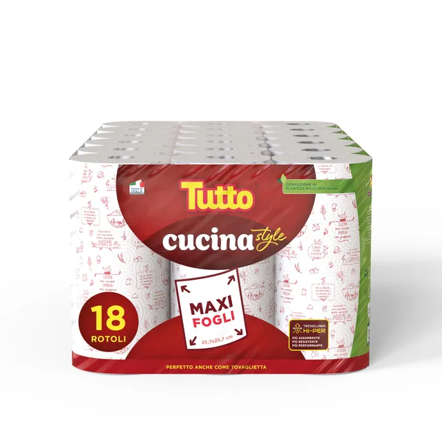 Tutto Cucina Style asciugatutto 18 rotoli maxi fogli assorbente
