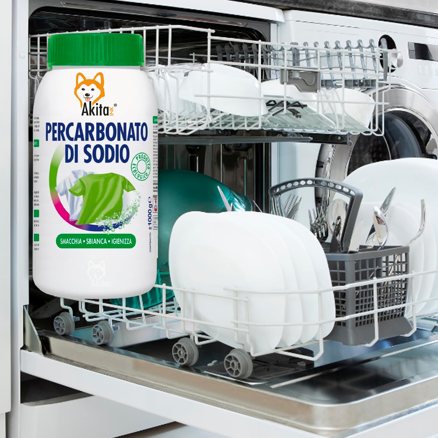 Akitaink Percarbonato di Sodio 1 Kg Sbiancante Bucato Puro