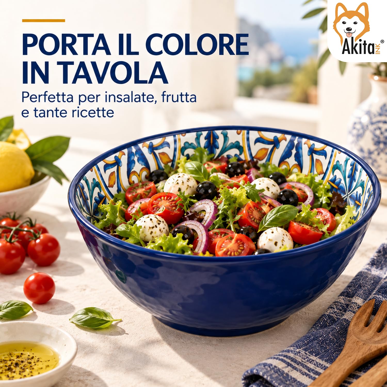 Akitaink Vietri insalatiera melamina 28 cm maiolica