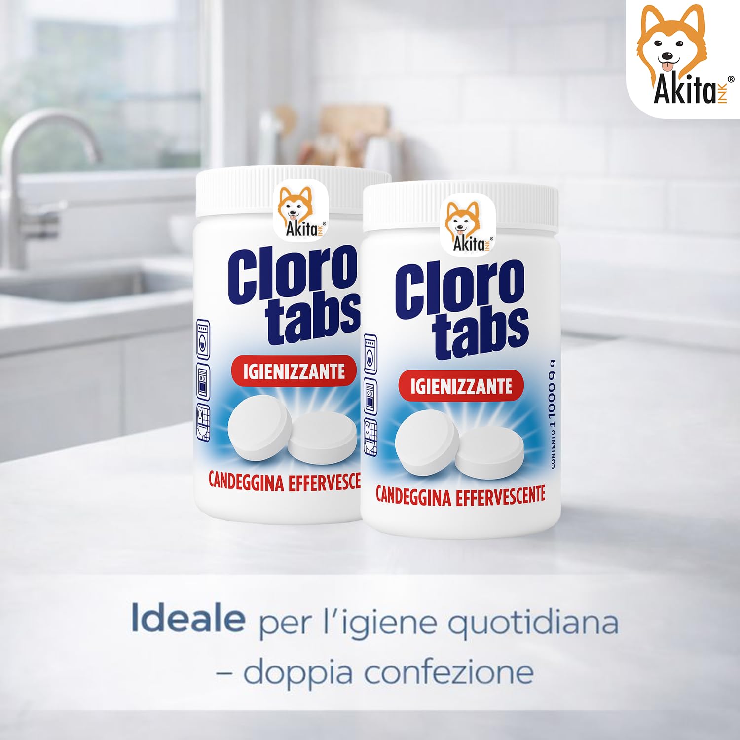 AkitaInk Cloro Tabs pastiglie candeggina 2 kg igienizzanti
