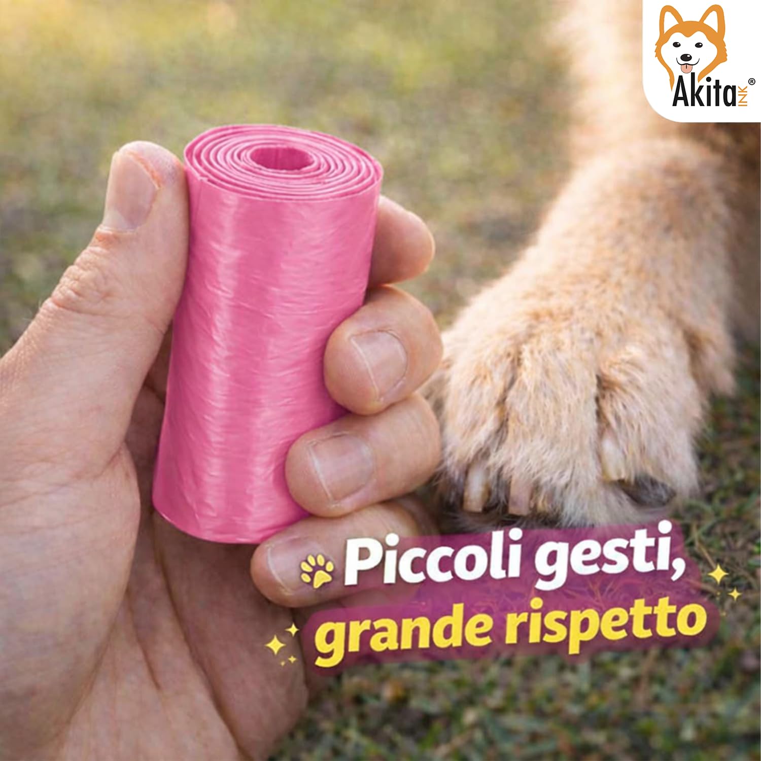 Akitaink sacchetti cane 1080 pezzi 31x22 cm antistrappo