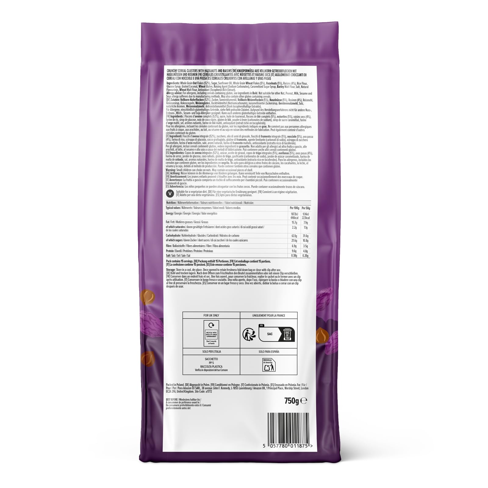 by Amazon Granola con Frutta e Frutta a Guscio 750 g Croccante