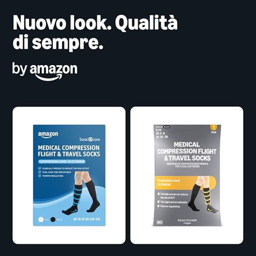 by Amazon Healthcare Calzini a Compressione Viaggio M/L 39-43