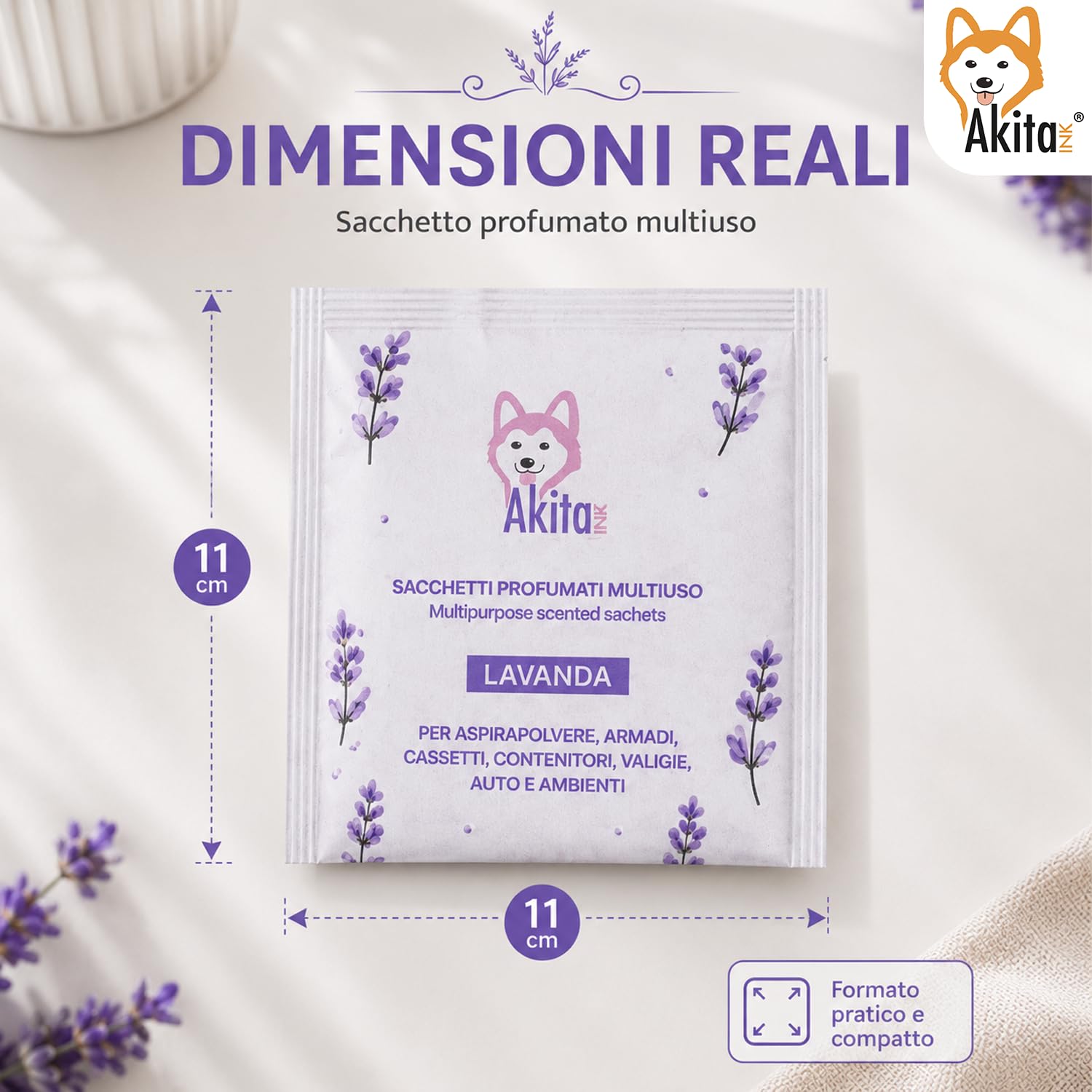 Akitaink Sacchetti Profumati Lavanda 6 Pezzi per Armadi
