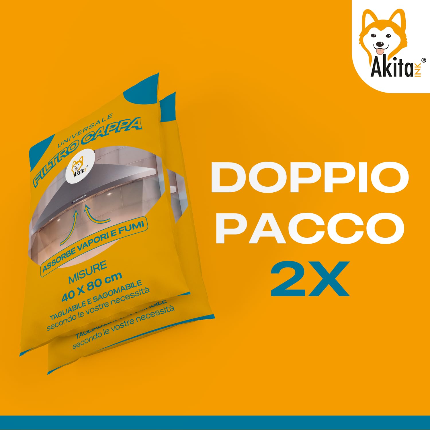 Akitaink filtro cappa cucina ritagliabile 40x80 cm 2 pezzi