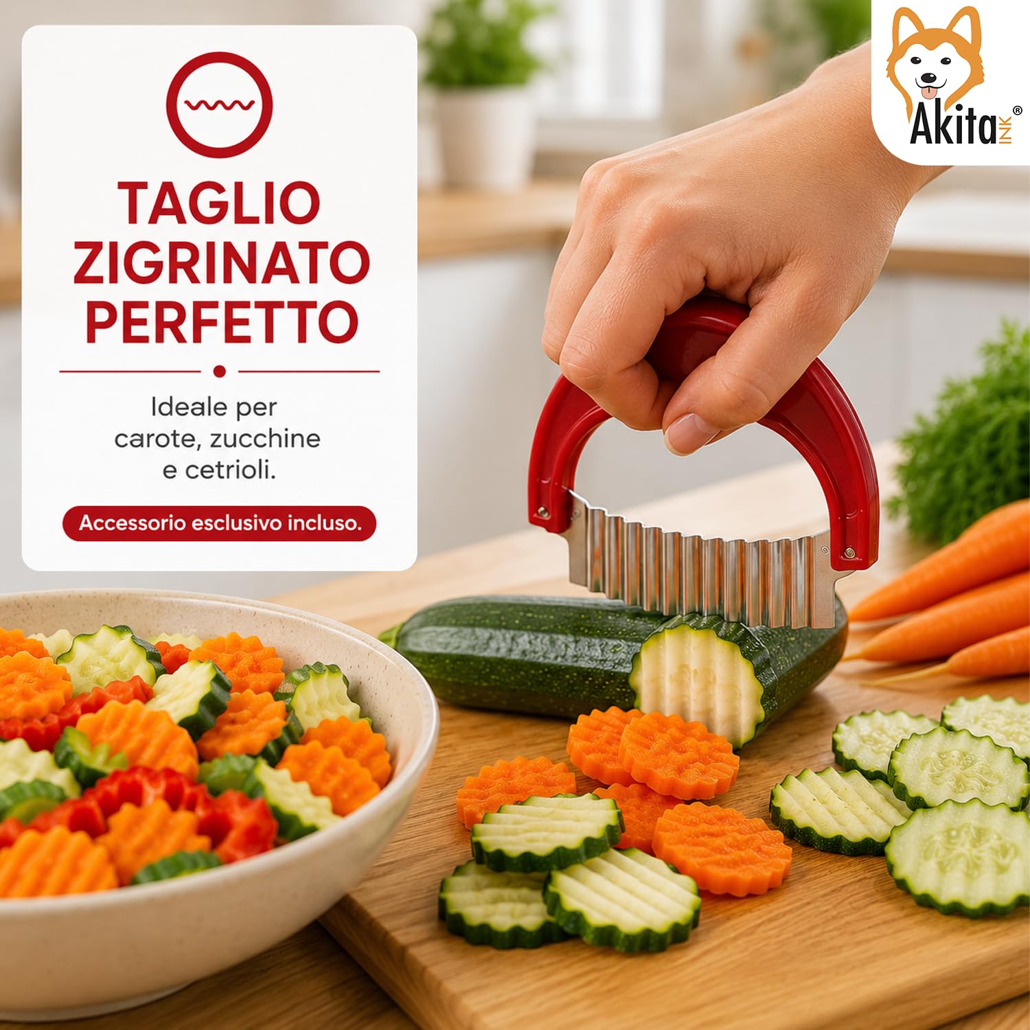 Akitaink Samurai Tritì Plus Tritatutto Manuale 5 Lame 3 Contenitori