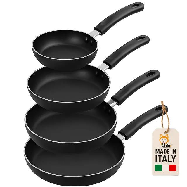 Akitaink Set 4 Padelle Antiaderenti 16-20-24-28cm PFOA Free