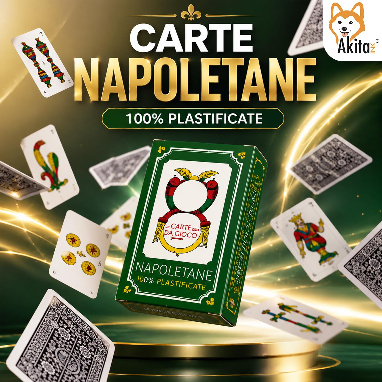 Akitaink Carte Napoletane Plastificate Set 12 Mazzi