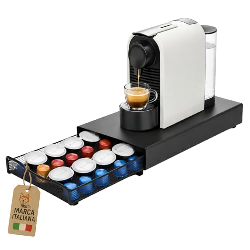 Akitaink portacapsule cassetto metallo nero 40 capsule