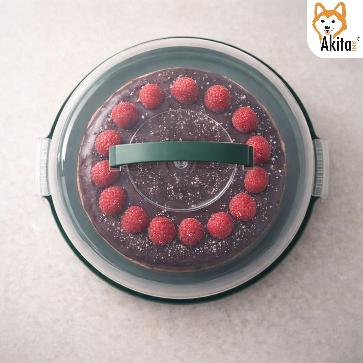 Akitaink porta torta con coperchio verde 28 cm