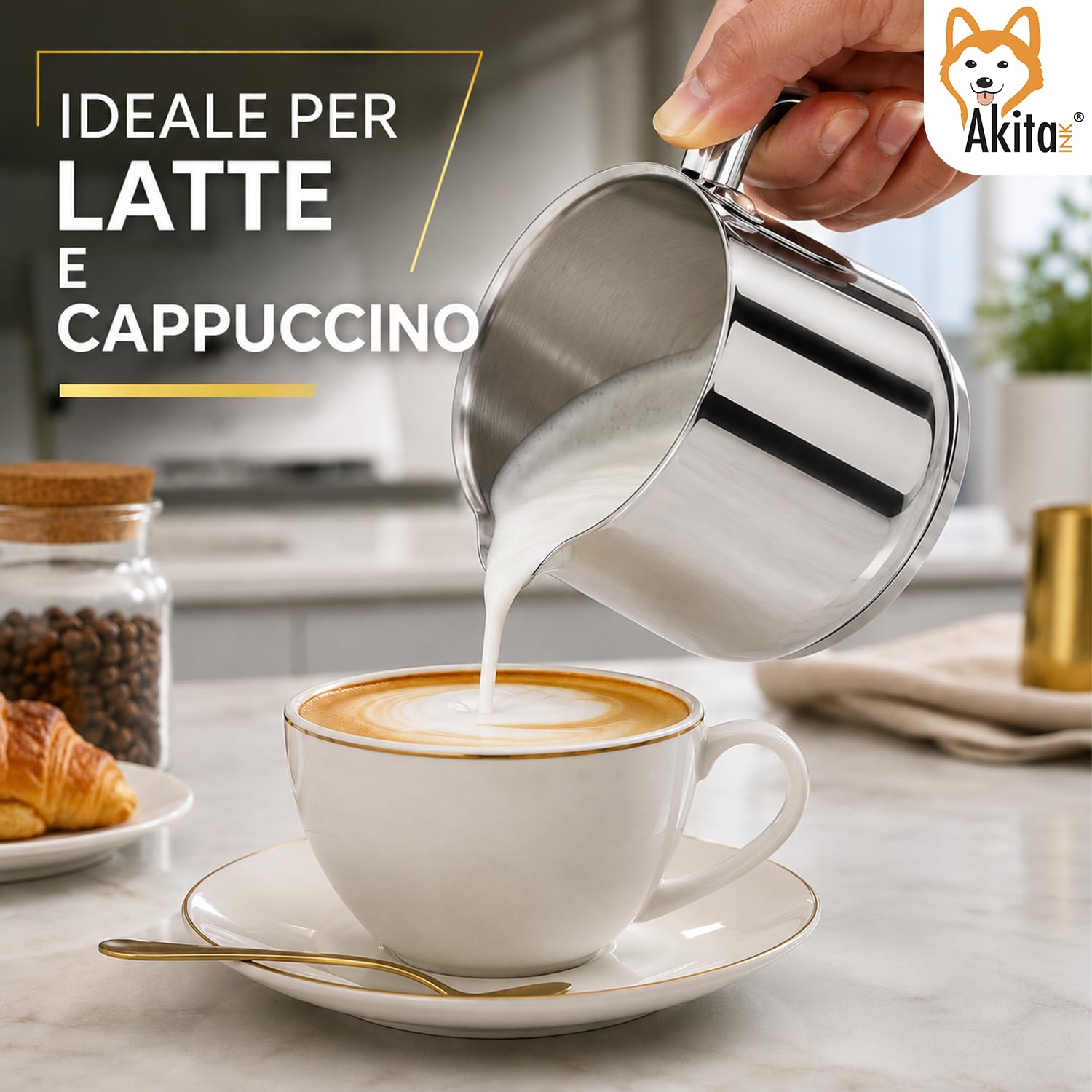Akitaink Bollilatte 12 cm Pentolino Acciaio Inox