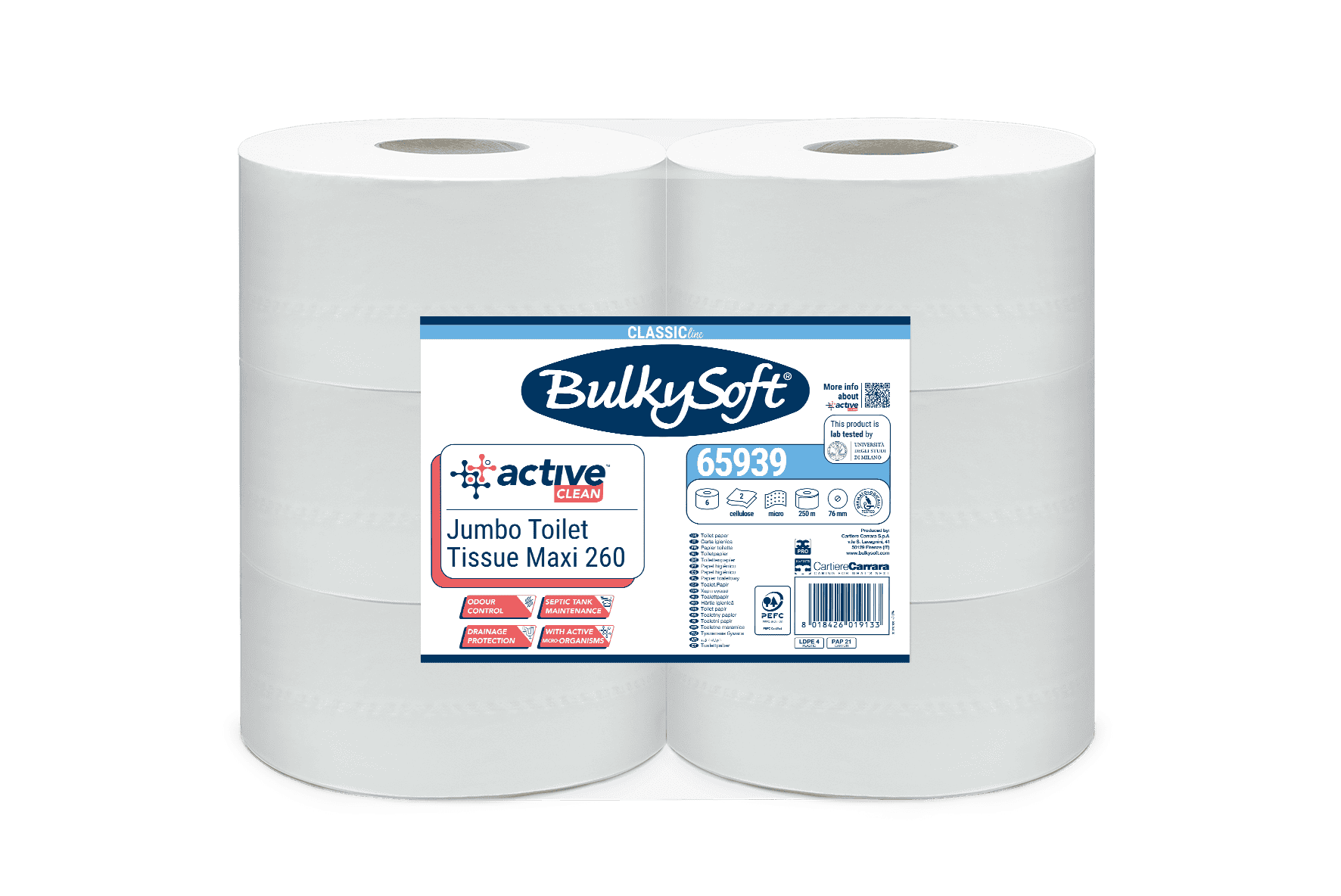 Bulkysoft Classic Maxi 260 Active Clean carta igienica jumbo