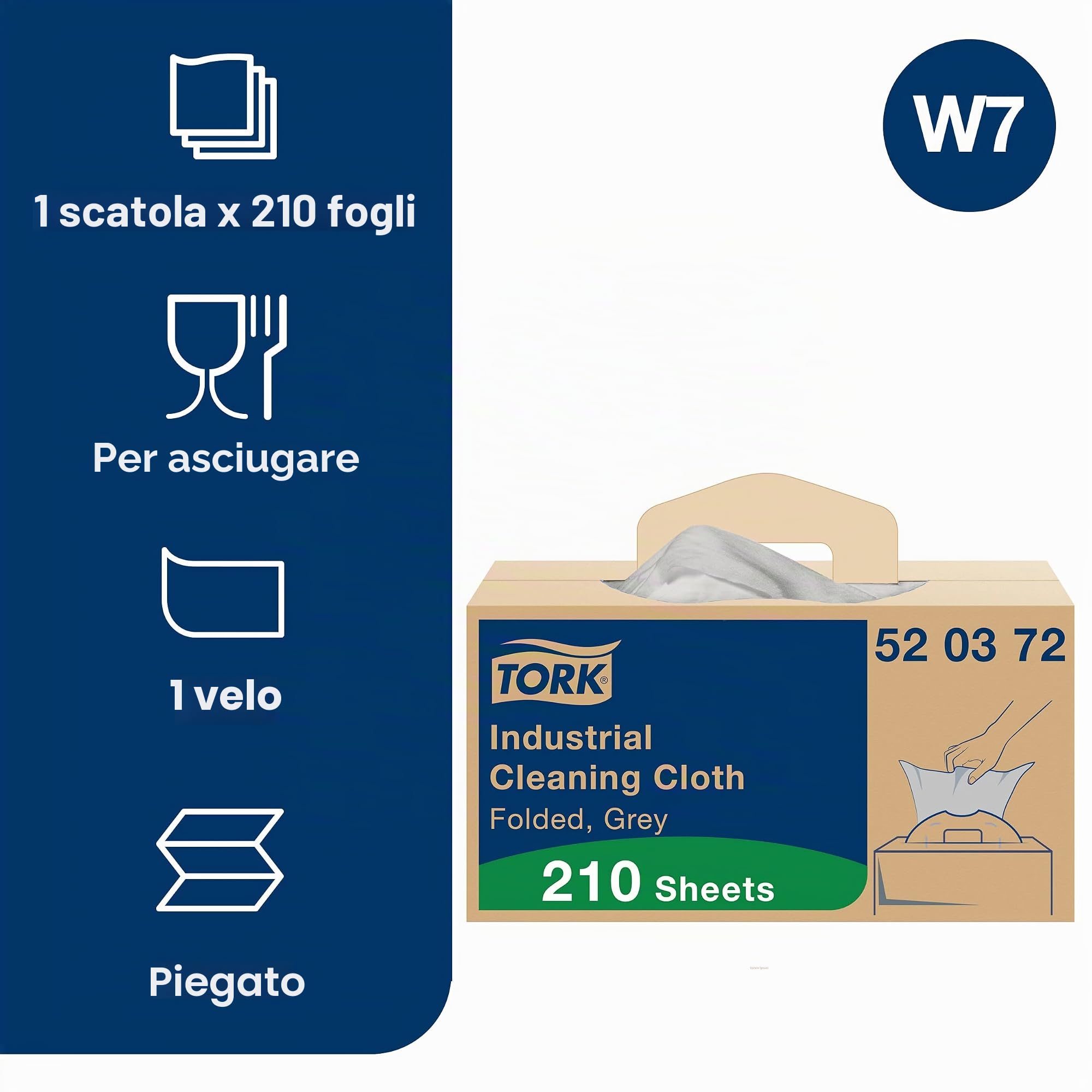 Tork Industrial Cleaning Cloth 520372 panni grigi 210 pezzi resistenti