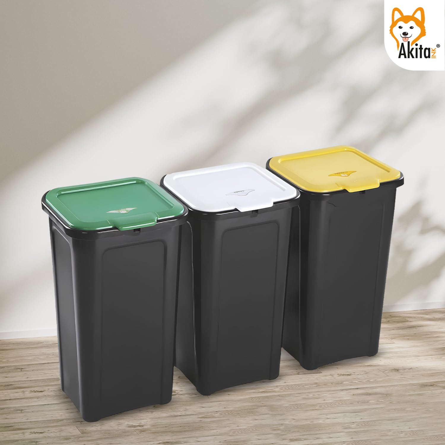 Akitaink Akipatblues pattumiera 44 L set 3 pezzi differenziata