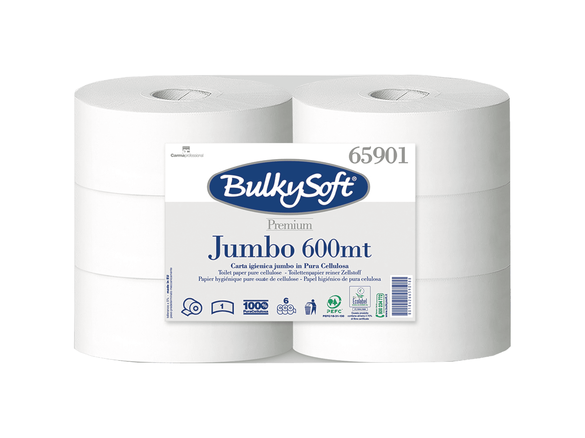 Bulkysoft Premium carta igienica Jumbo 1 velo 600 m
