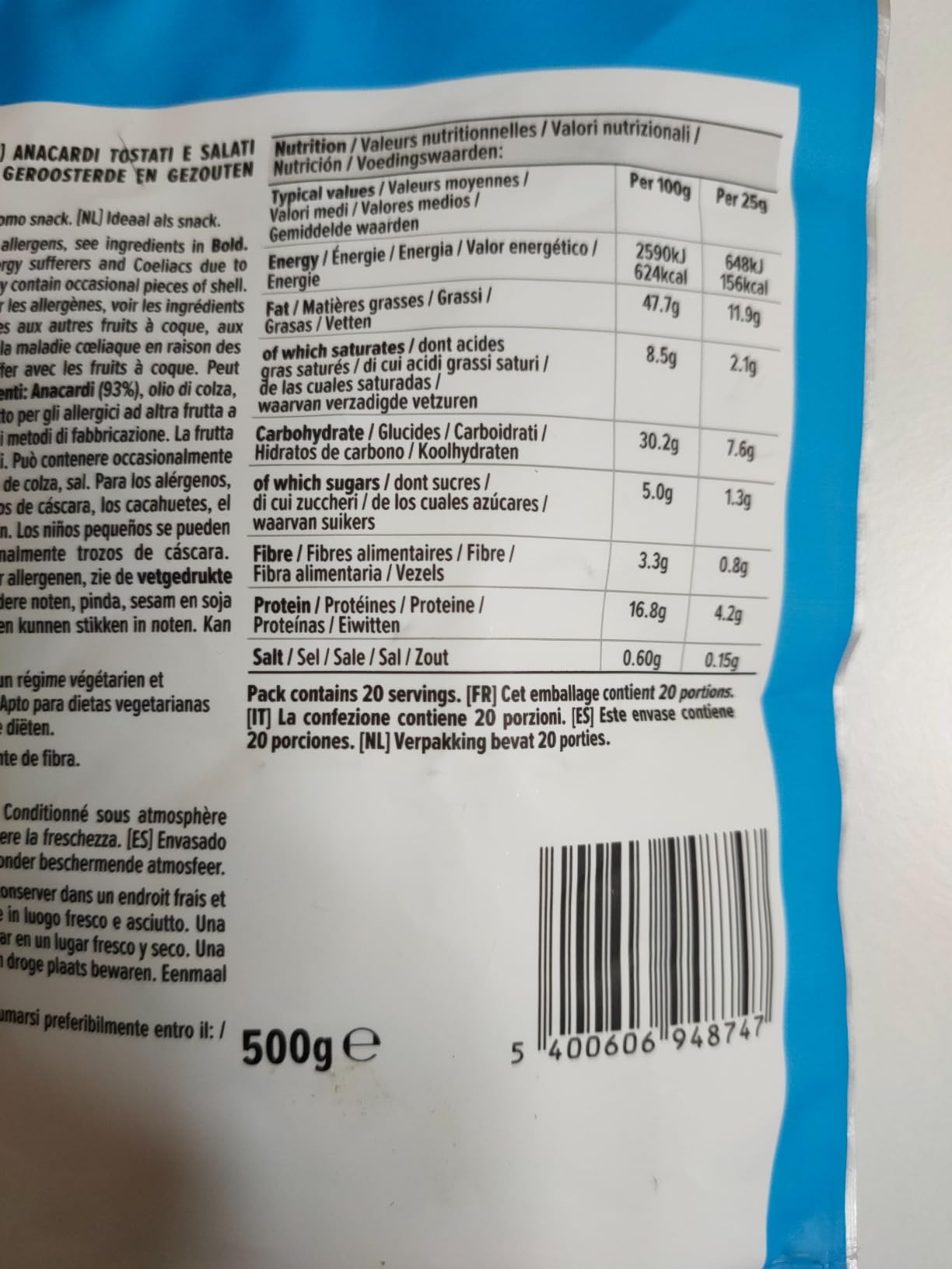 by Amazon Anacardi Tostati e Salati 7 x 200 g