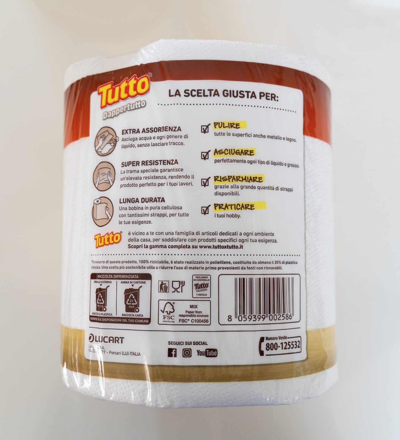 Tutto Dappertutto asciugatutto 6 rotoli 2 veli assorbente