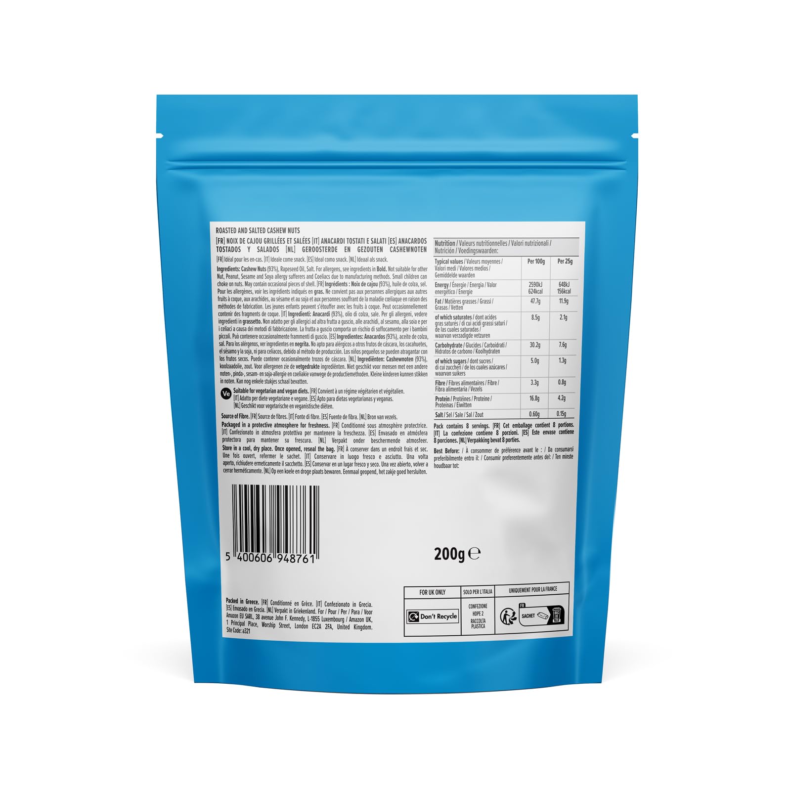 by Amazon Anacardi Tostati e Salati 7 x 200 g