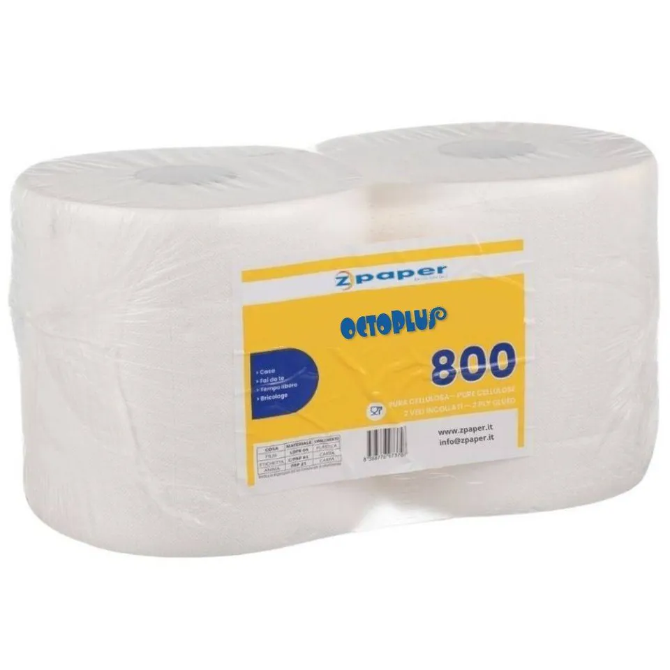 Zpaper R800 bobina asciugatutto pura cellulosa 2 rotoli