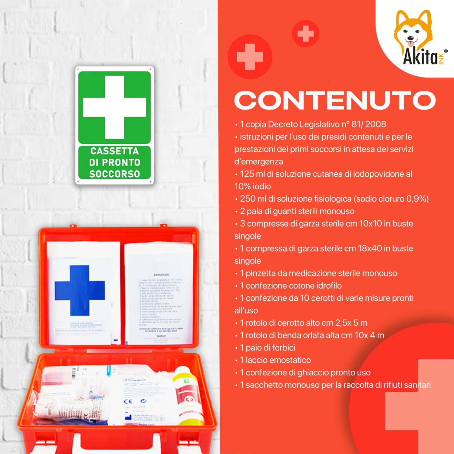 Akitaink Allegato 2 cassetta pronto soccorso parete completa
