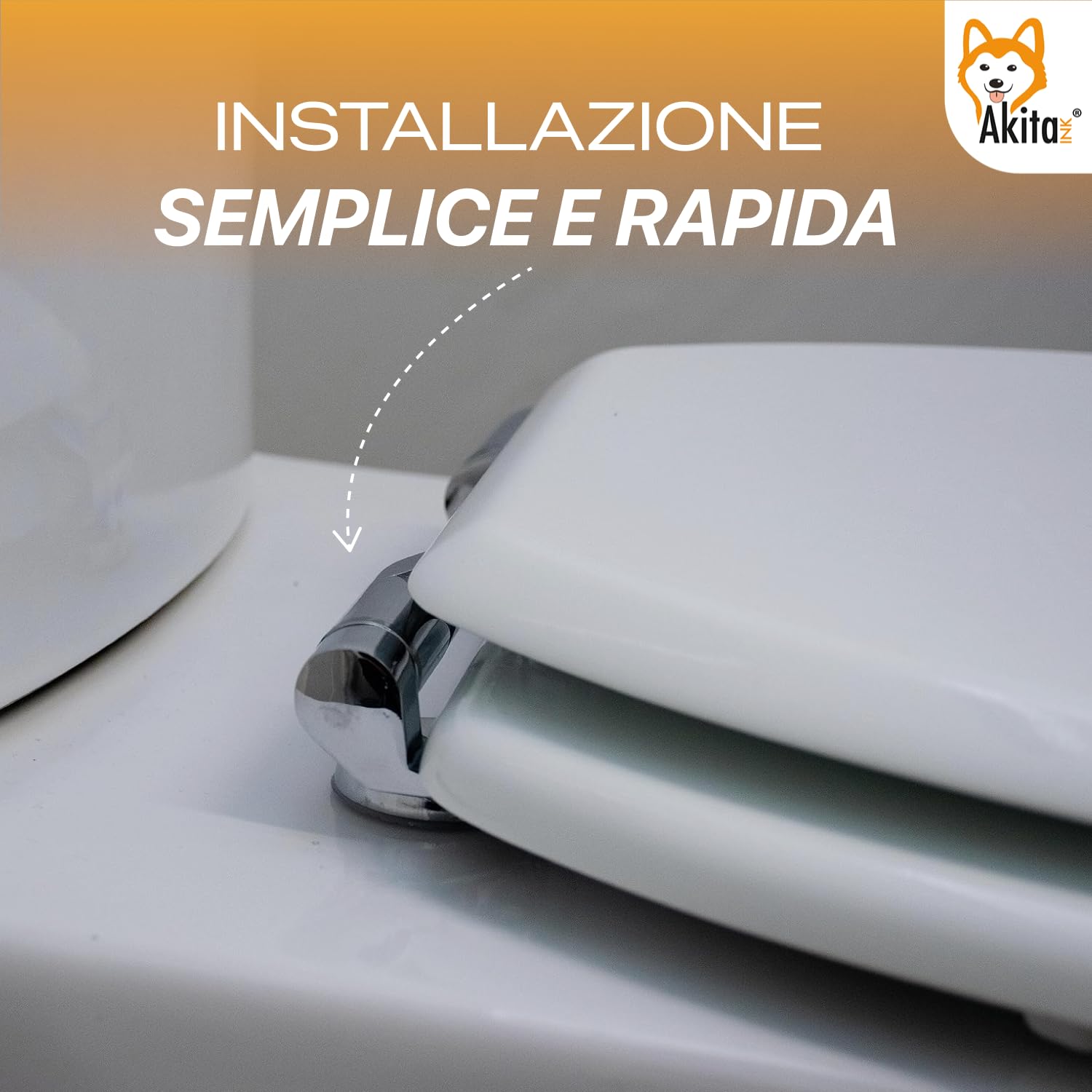 Akitaink copriwater soft close legno bianco universale