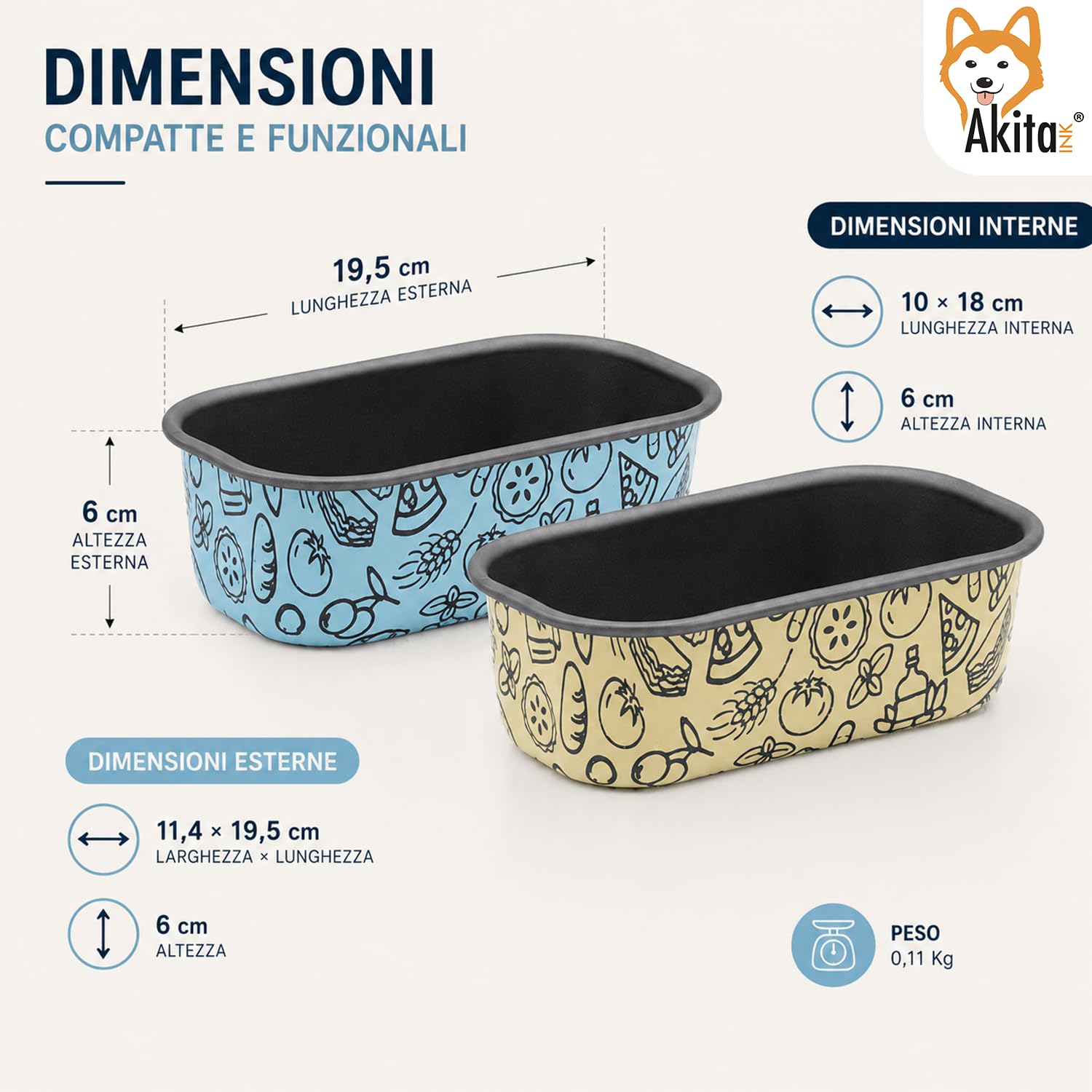 Akitaink Teglia Plumcake 18 cm stampo antiaderente forno