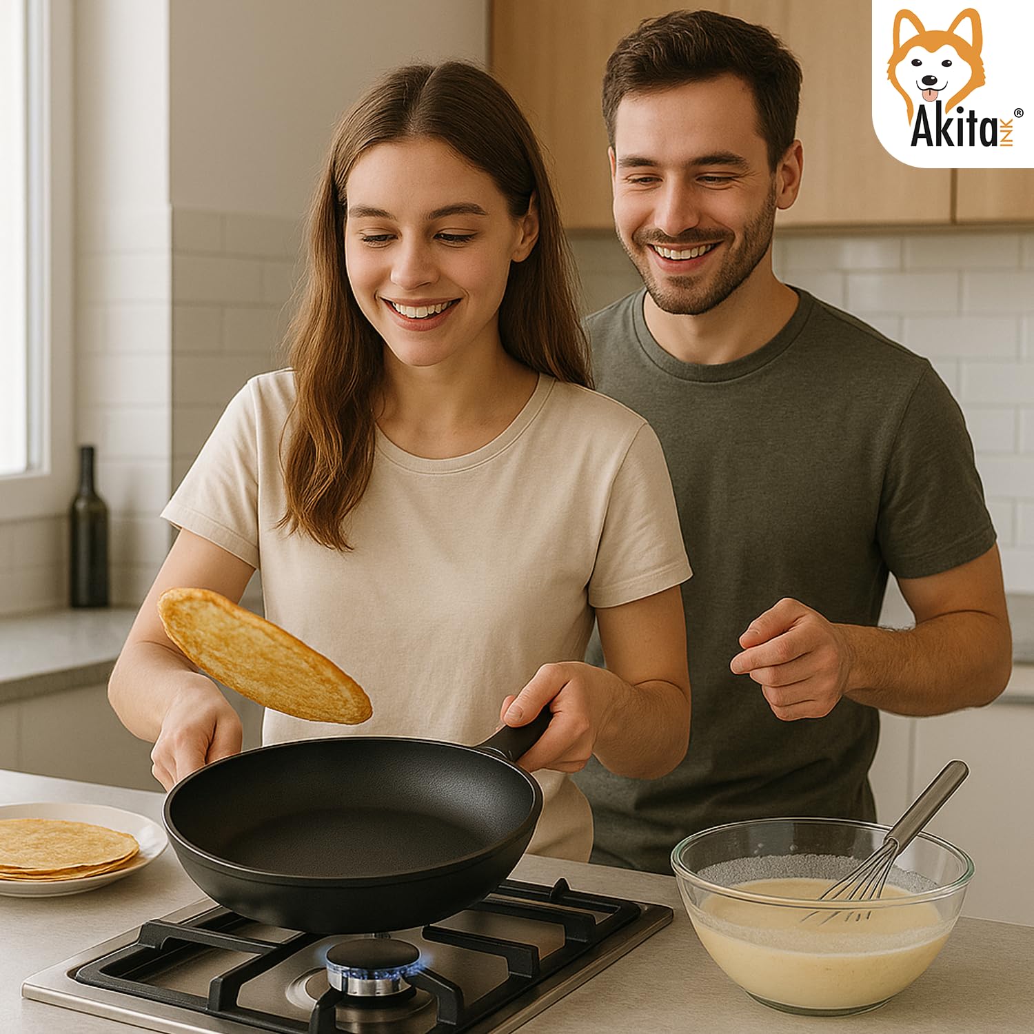 Akitaink Set 4 Padelle Antiaderenti 16-20-24-28cm PFOA Free