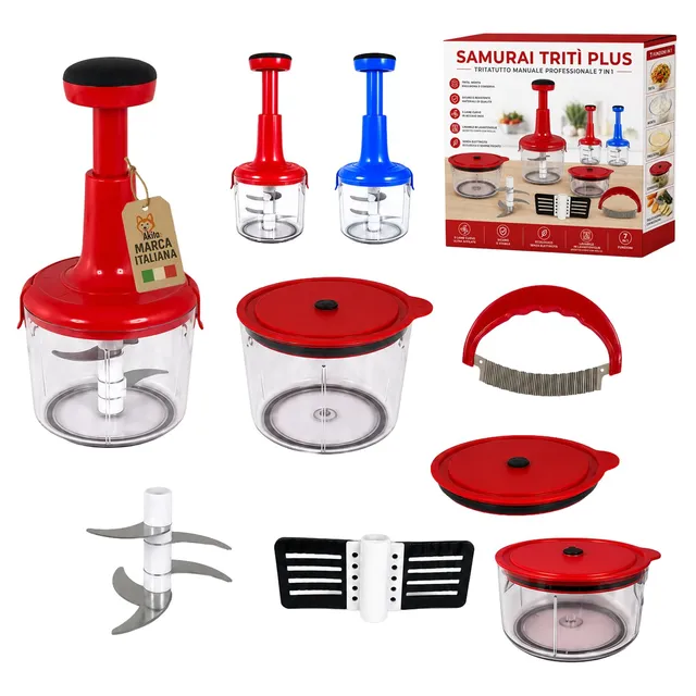 Akitaink Samurai Tritì Plus Tritatutto Manuale 5 Lame 3 Contenitori