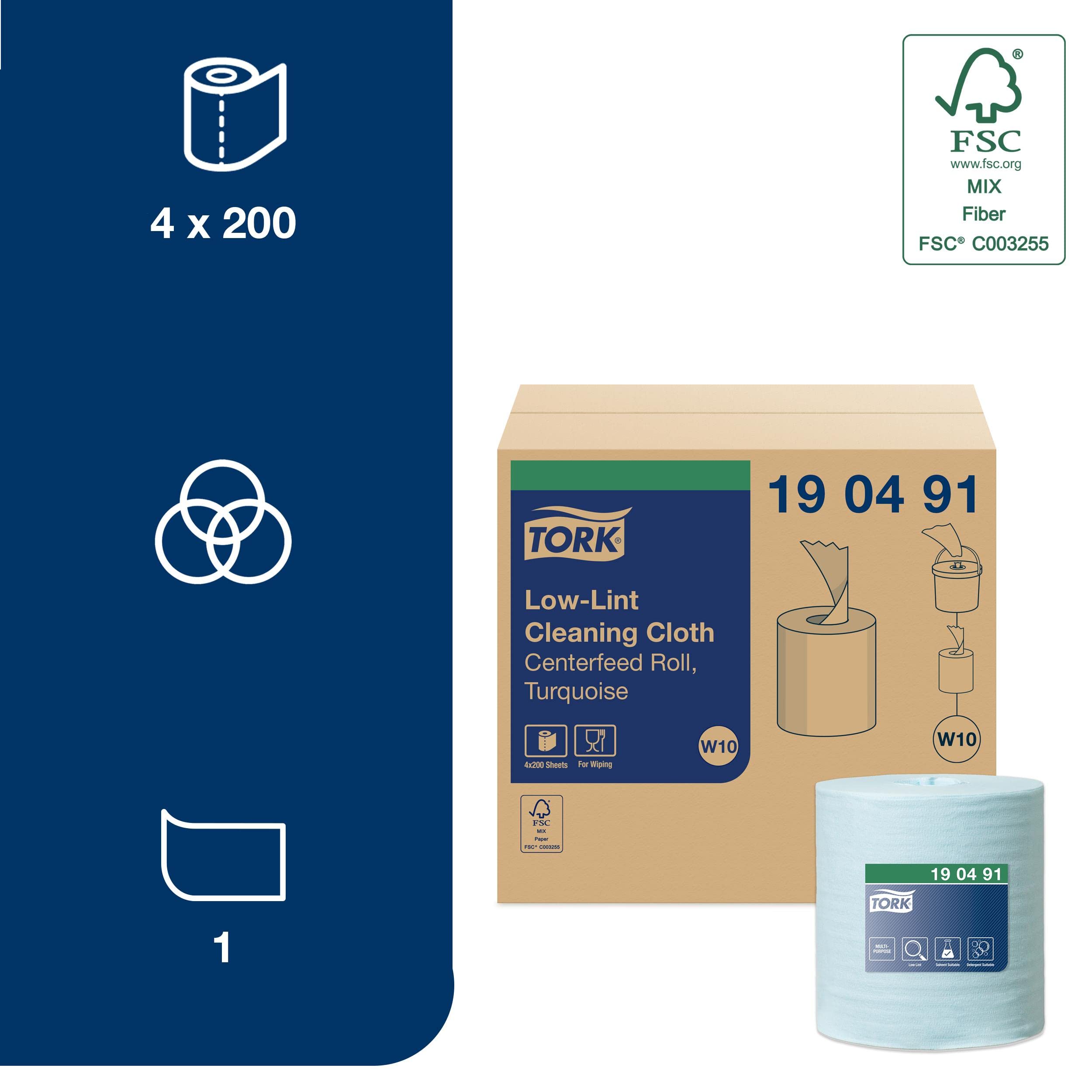 Tork W10 dispenser panni pulizia 4x200 senza pelucchi