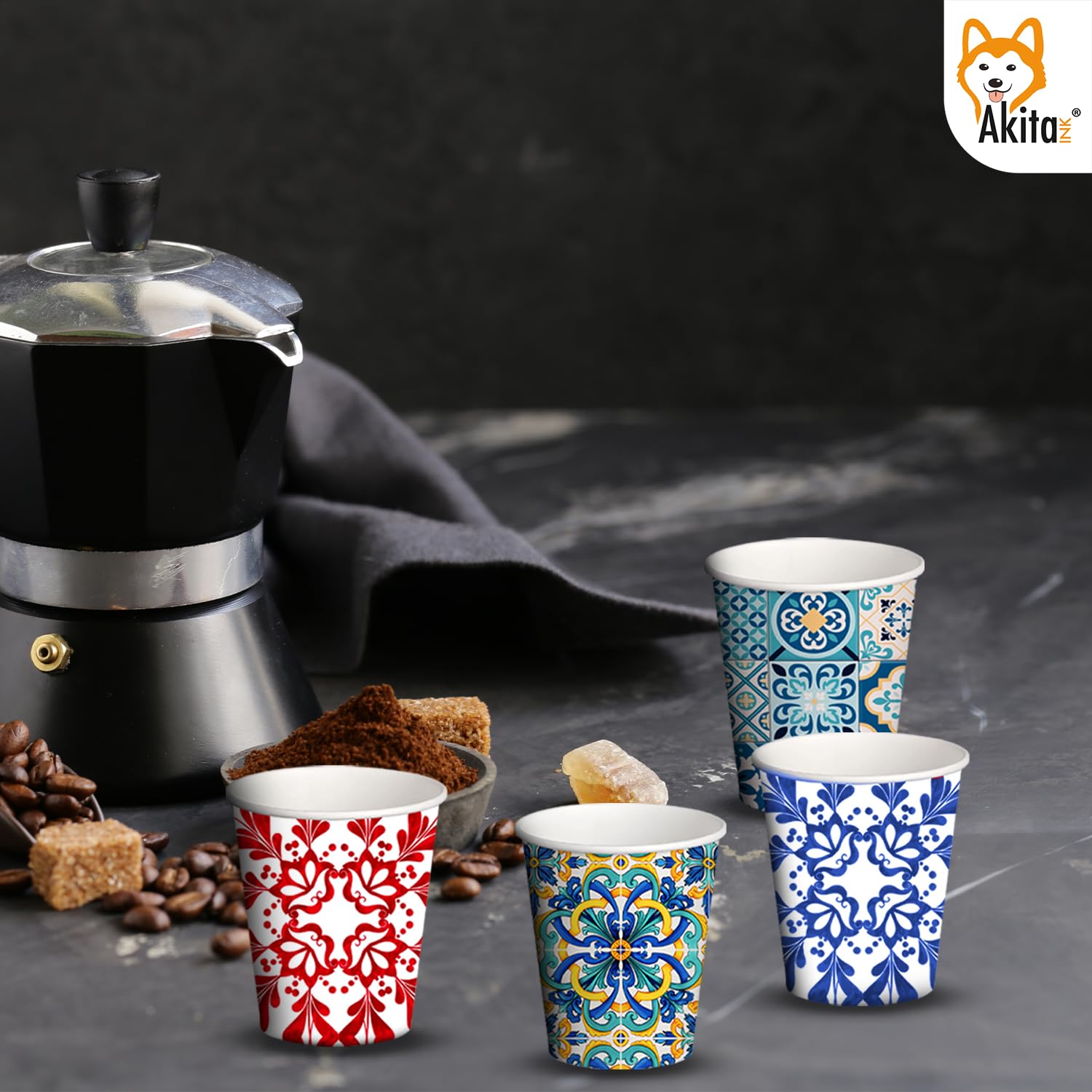 Akitaink Maiolika bicchieri caffè carta 75 ml 1000 pezzi