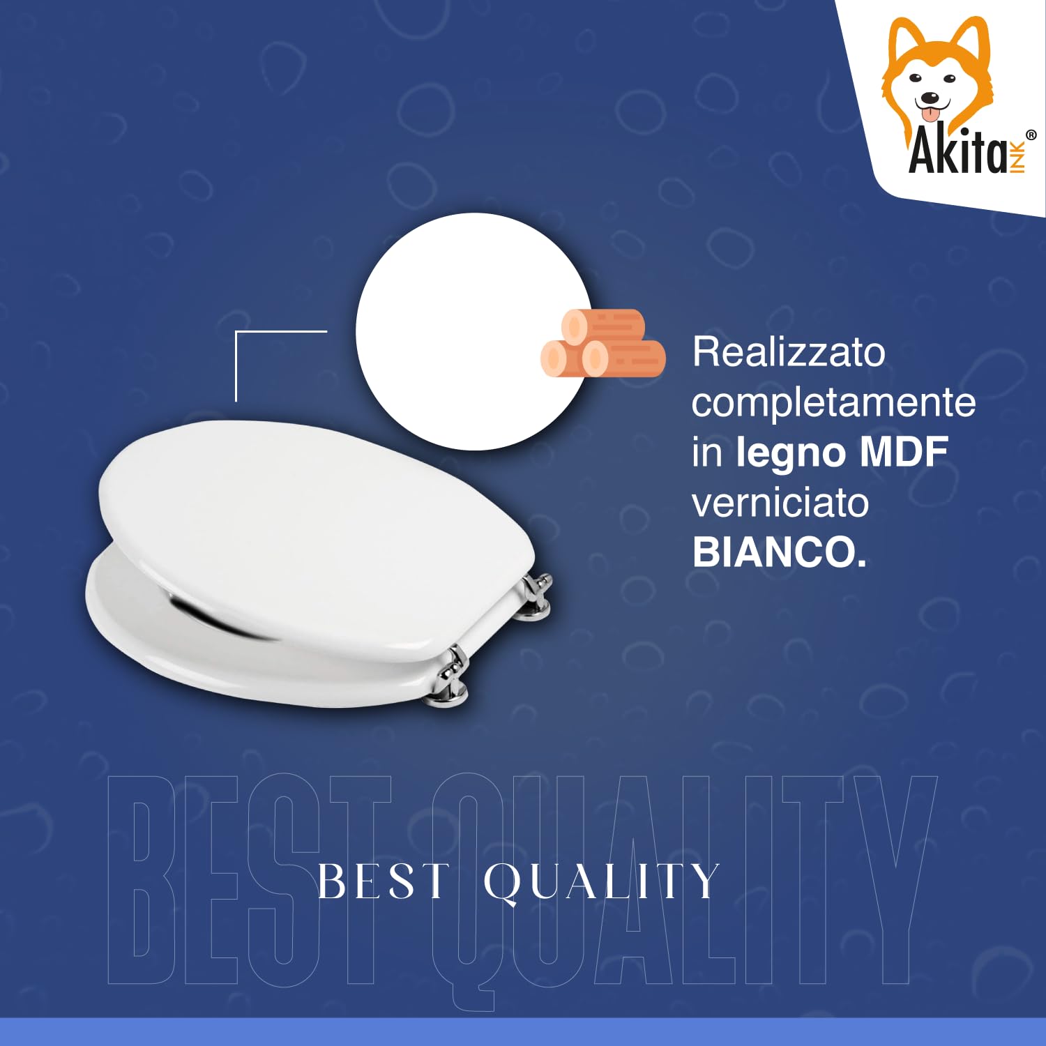 Akitaink copriwater universale legno MDF bianco