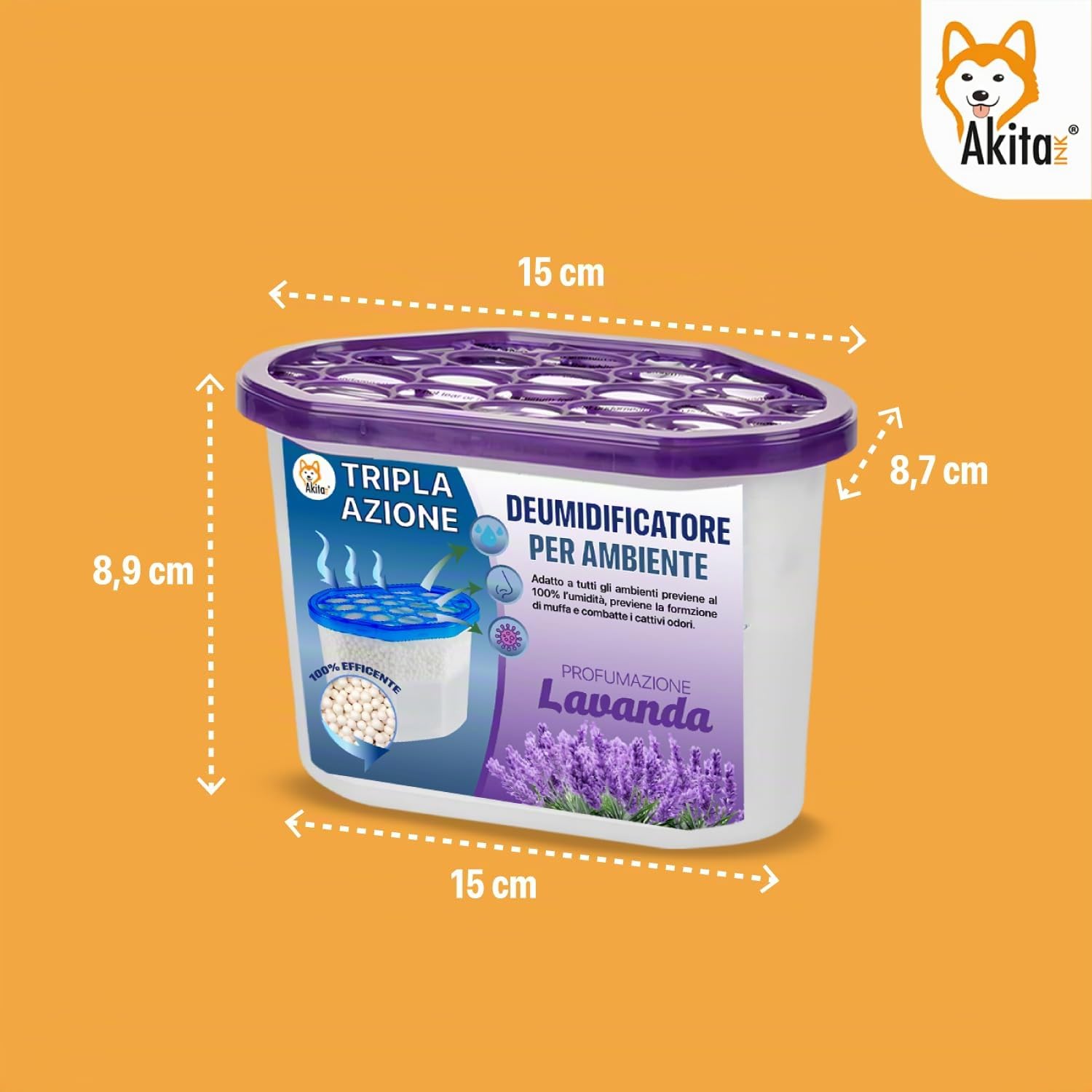 Akitaink Assorbiumidità 500 ml 6 pezzi profumati anti muffa