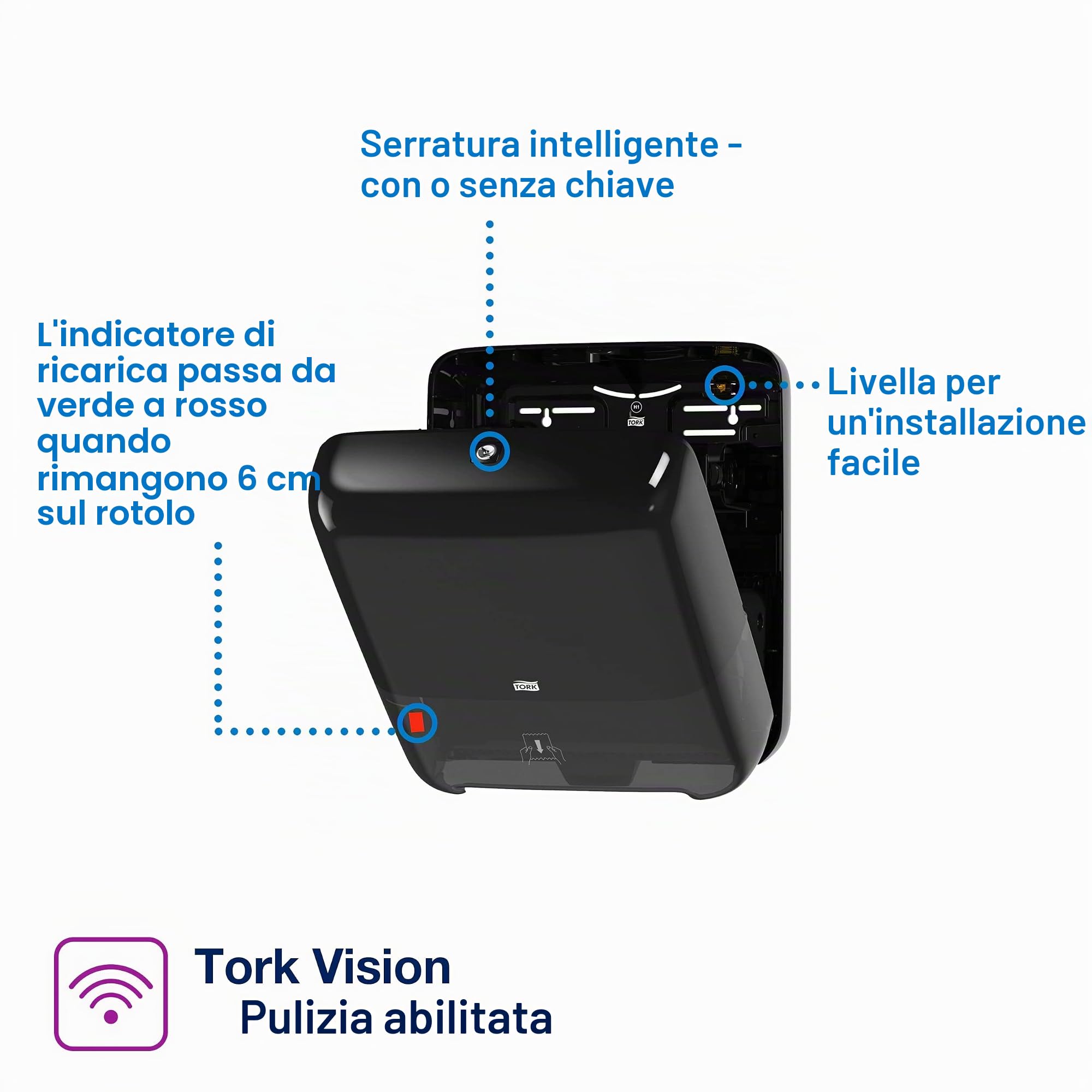 Tork Matic 551008 dispenser asciugamani H1 nero erogazione singola