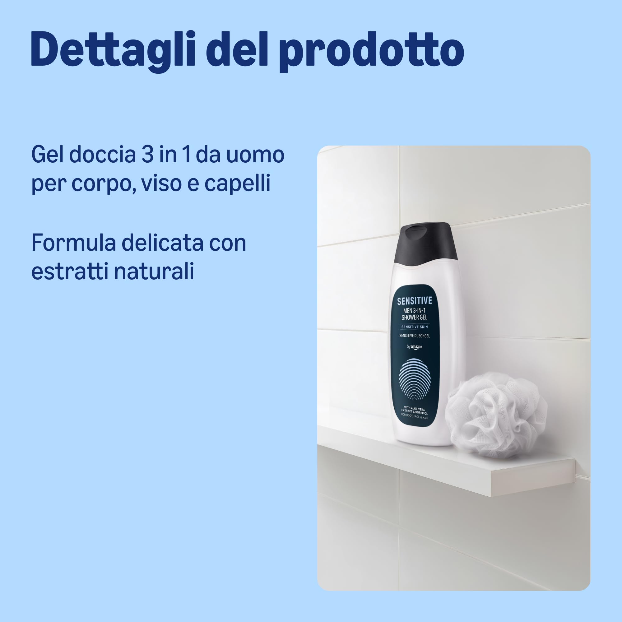 by Amazon Gel Doccia Uomo 3 in 1 Sensitive 2x500 ml