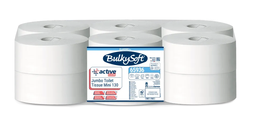 Bulkysoft Classic Jumbo Toilet Tissue Mini 130 Active Clean carta igienica