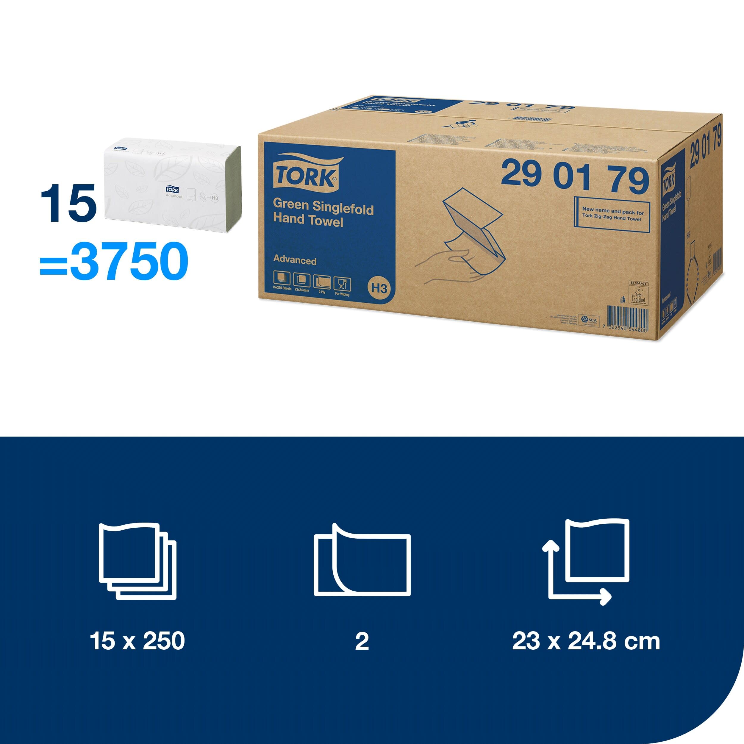 Tork 290179 asciugamani piegati a V verdi 2 veli scorta