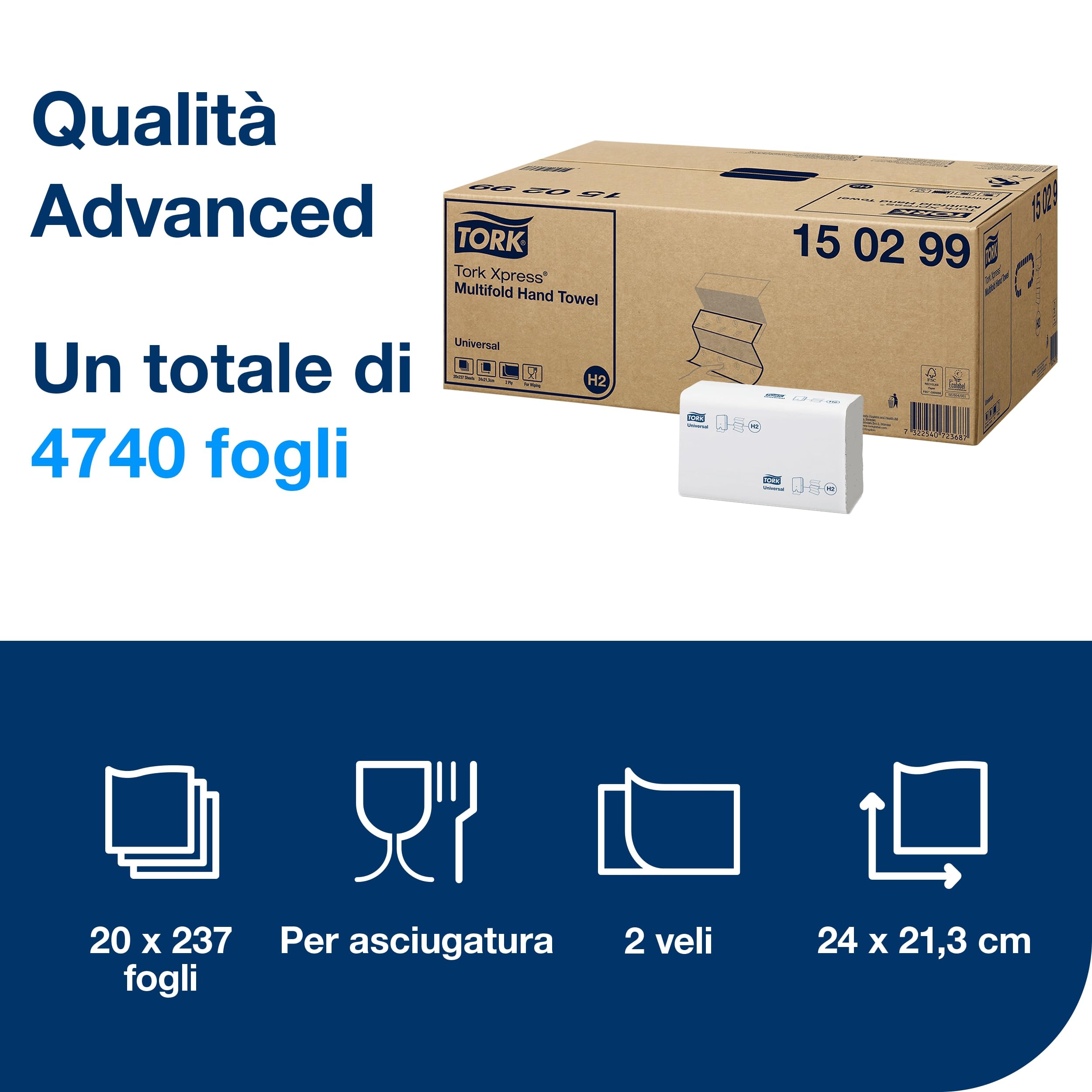 Tork Xpress 150299 asciugamani intercalati 2 veli 20x237