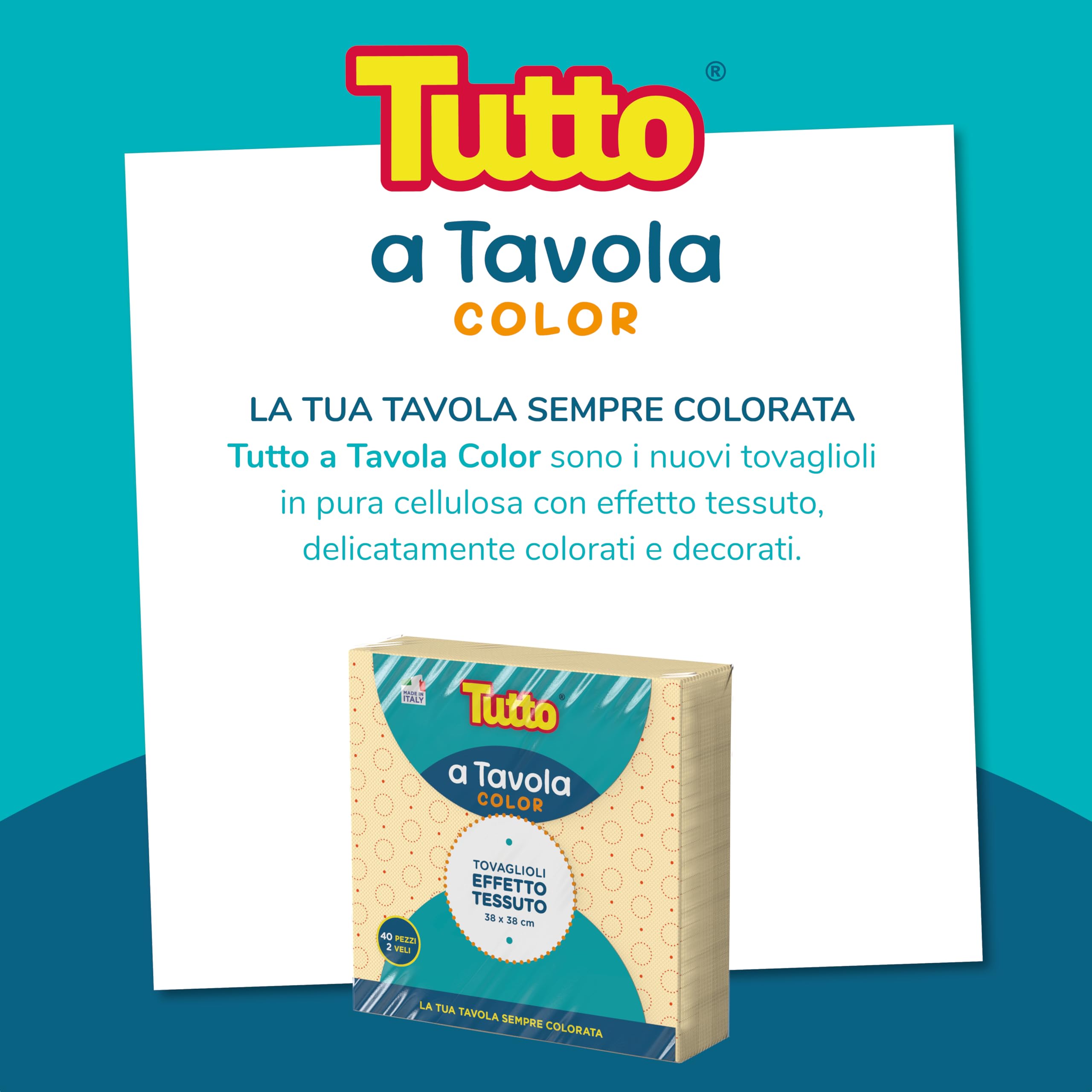 Tutto a Tavola Color tovaglioli 720 pz 38x38 cm 2 veli