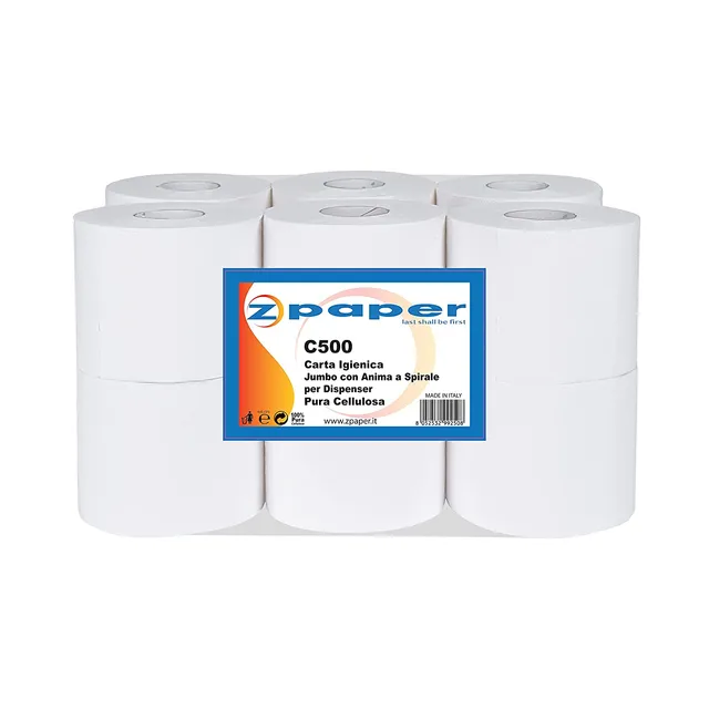 Zpaper C500 carta igienica jumbo 12 rotoli pura cellulosa