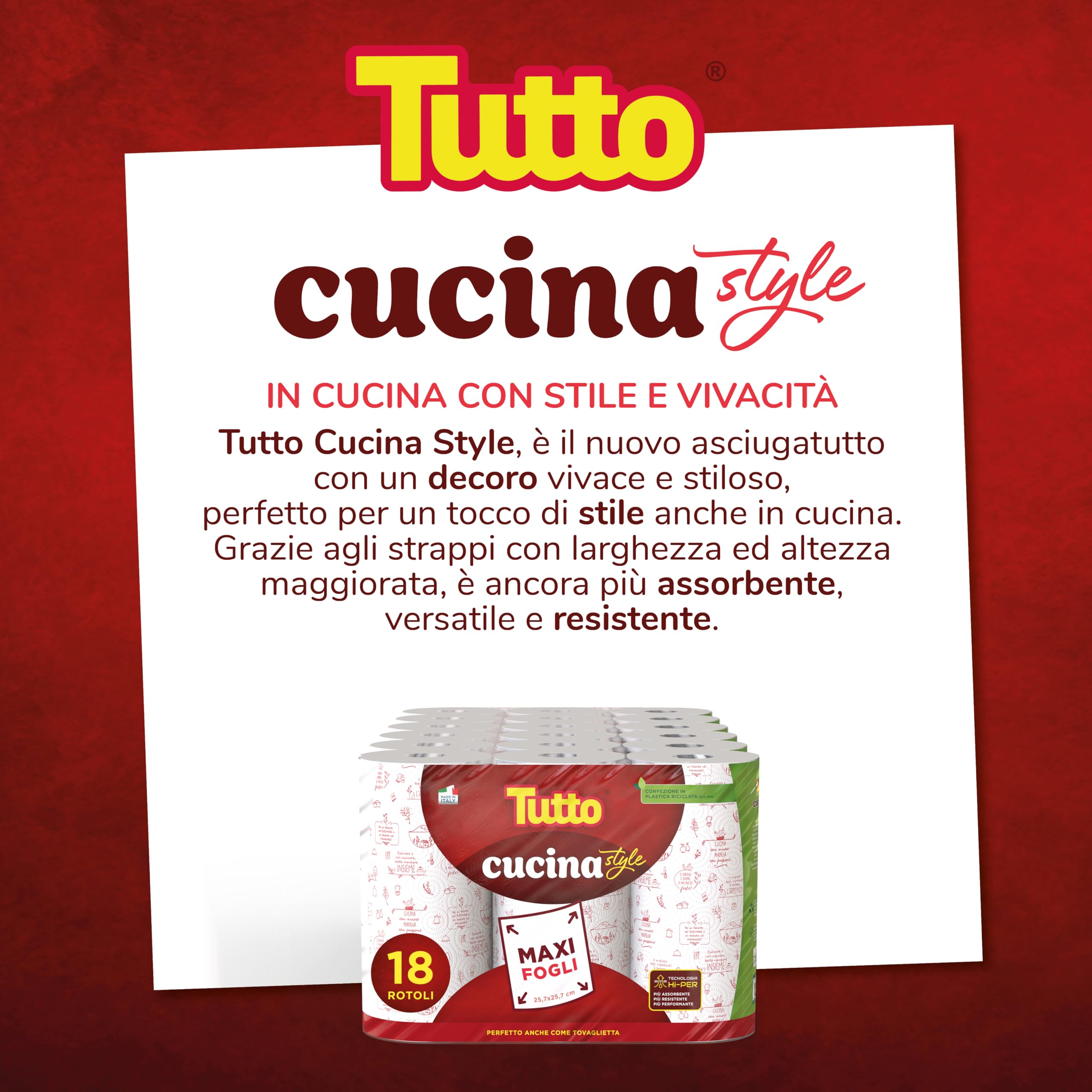 Tutto Cucina Style asciugatutto 18 rotoli maxi fogli assorbente