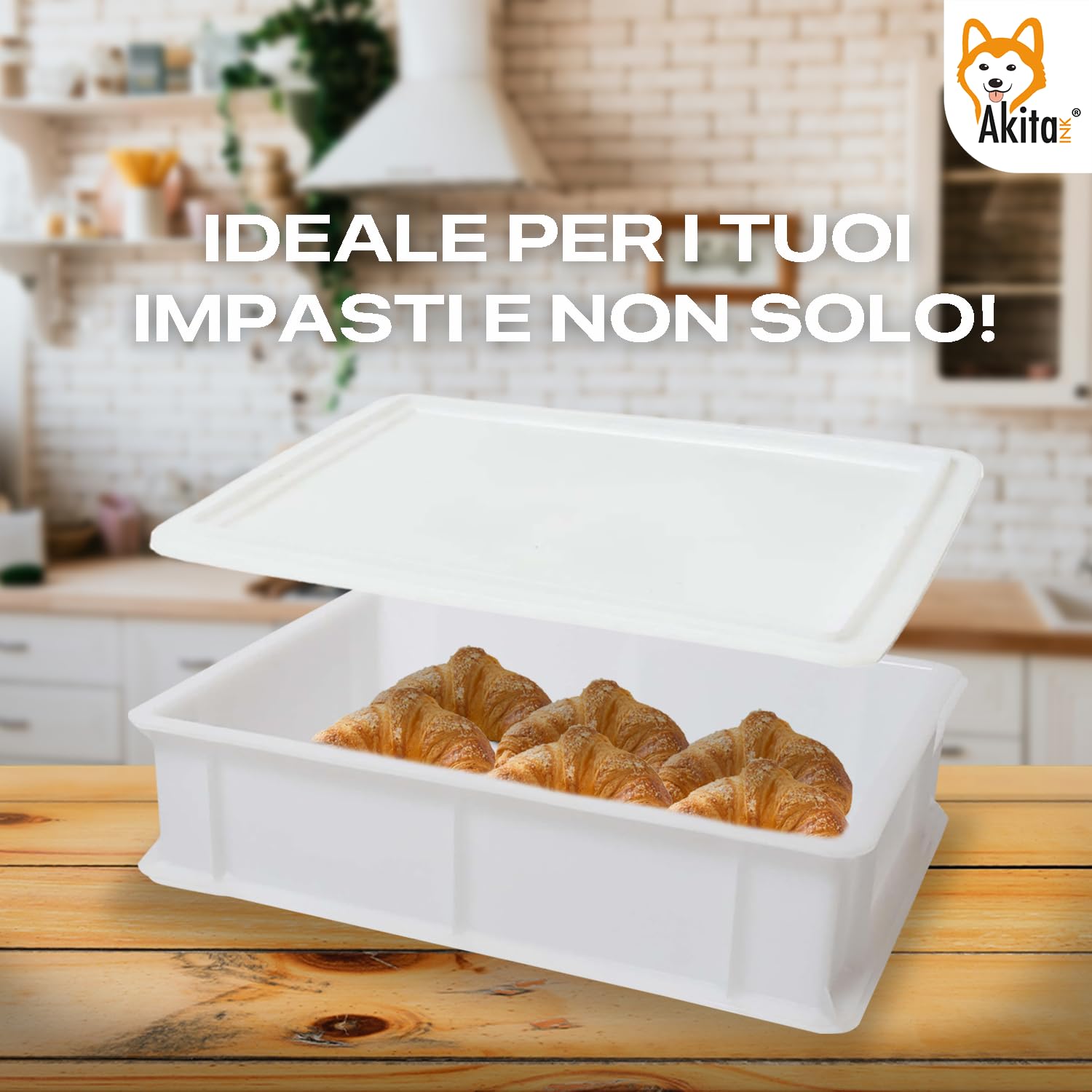 Akitaink contenitore lievitazione 30x40x10 cm con coperchio