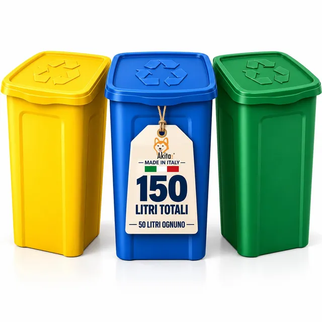 Akitaink Akipatu2 set 3 pattumiere 50L differenziata