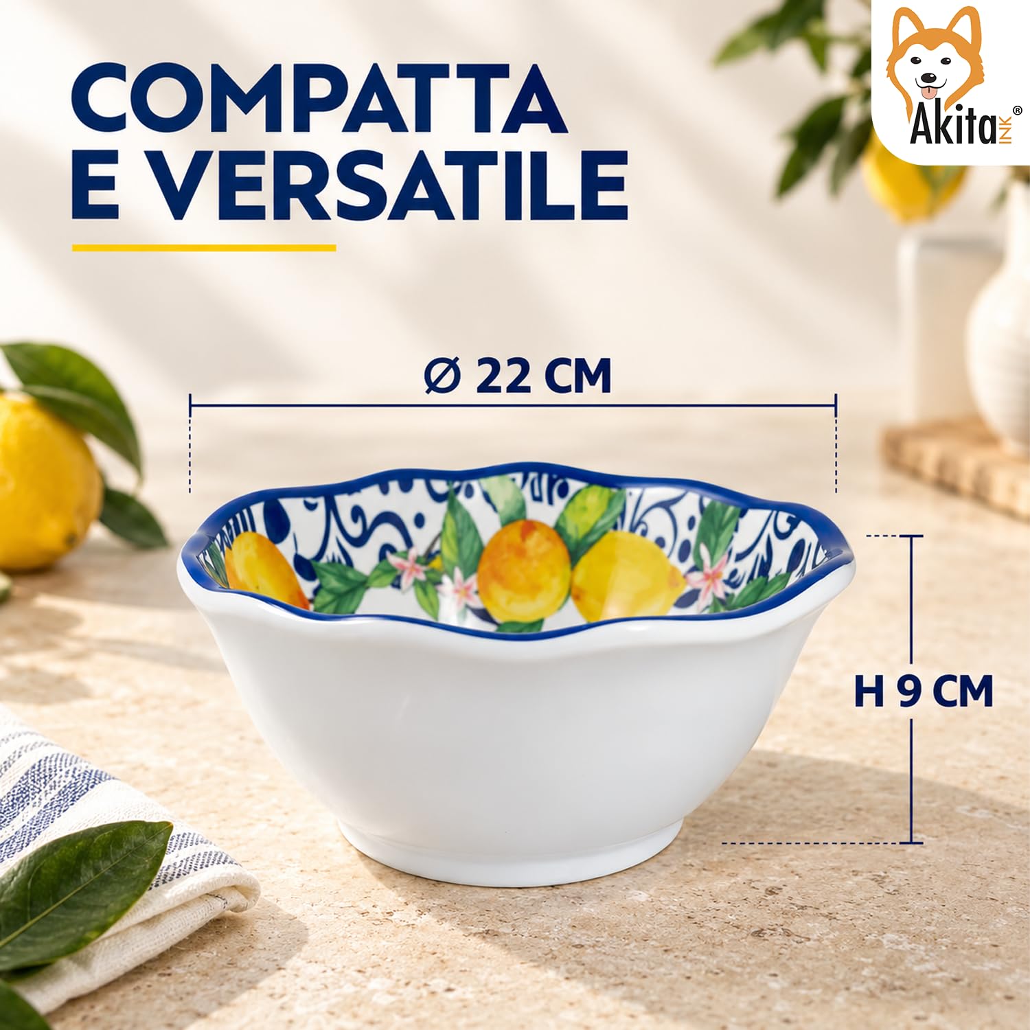 Akitaink La Costiera Limoni insalatiera melamina 32 cm